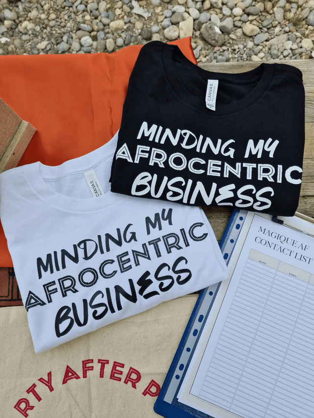 T-Shirt &quot;Minding My Afrocentric Business&quot; black